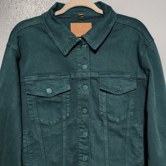 JUDY BLUE Cropped Denim Jacket Plus 3XL Teal Raw Hem Stretch JB7864 NEW - Picture 3 of 15